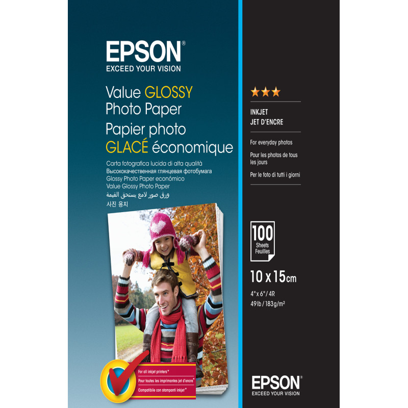 Epson Value Glossy Photo Paper - 10x15cm - 100 Fogli