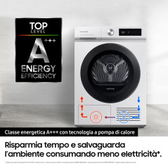 Samsung DV90BB5245AES3 asciugatrice a caricamento frontale Optimal Dry 9 kg Classe A+++, Porta nera + Panel nero