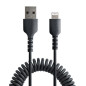 StarTech.com Cavo Lightning a USB- A da 50 cm Certificato MFi, Cavetto iPhone Spiralato di Ricarica/Alimentazione, Resistente