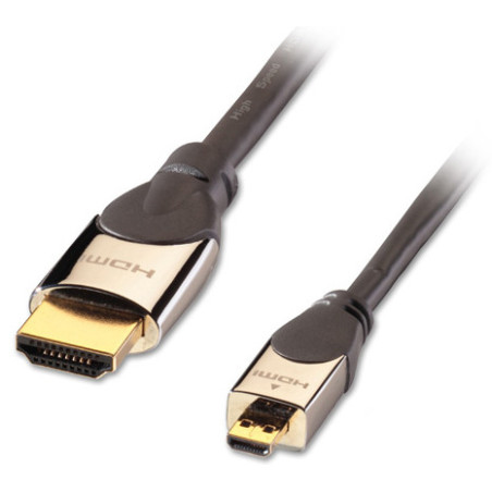 Lindy CROMO, HDMI - Micro HDMI, 2m cavo HDMI HDMI tipo A (Standard) HDMI tipo D (Micro) Nero, Argento