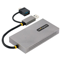 StarTech.com Adattatore USB 3.0 a HDMI, Scheda Video Esterna USB 3.0 a Doppio HDMI (1x 4K30Hz 1x 1080p), Cavo da 11cm integrato