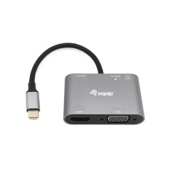 Equip Adattatore multifunzione USB-C 5 in 1, HDMI, VGA (HD15), PD 100W, USB3.0, AUX