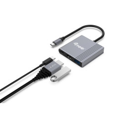 Equip Adattatore 3 in 1 da USB-C a HDMI   USB-A   USB PD, 4K 60Hz, 100W USB PD