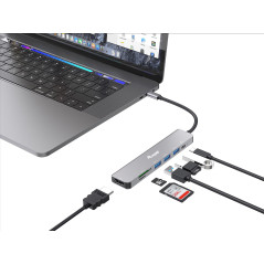 Equip 133494 Adattatore multifunzione USB-C 7 in 1, HDMI 4K 60Hz, USB 3.2 Gen1 x 3, TF MICRO SD, USB PD 100W