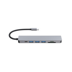 Equip 133494 Adattatore multifunzione USB-C 7 in 1, HDMI 4K 60Hz, USB 3.2 Gen1 x 3, TF MICRO SD, USB PD 100W