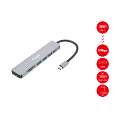 Equip 133494 Adattatore multifunzione USB-C 7 in 1, HDMI 4K 60Hz, USB 3.2 Gen1 x 3, TF MICRO SD, USB PD 100W