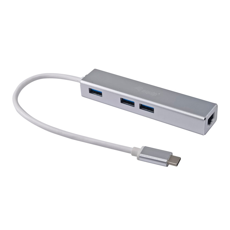 Equip Hub da USB-C a 3 porte USB 3.0 con adattatore Gigabit