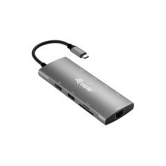 Equip Adattatore multifunzione USB-C 9 in 1, HDMI 4K 60Hz, LAN Gigabit, USB 3.2 GEN1, SD TF, USB PD 100W