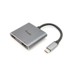 Equip Adattatore USB-C 4 in 1 con doppio HDMI, USB 3.0, 100W USB PD