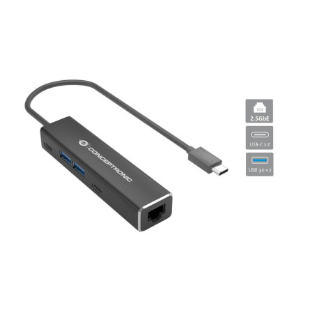 Conceptronic ABBY14B replicatore di porte e docking station per laptop Cablato USB 3.2 Gen 1 (3.1 Gen 1) Type-C Grigio