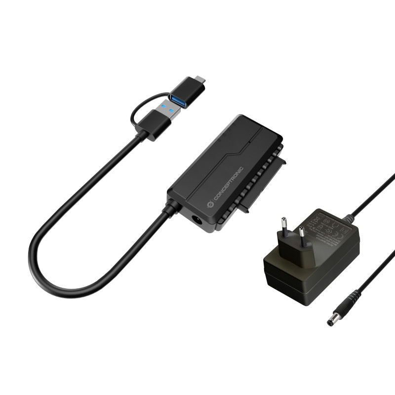 Conceptronic ABBY21B adattatore per inversione del genere dei cavi USB Type-A SATA 22-pin Nero