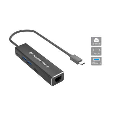 Conceptronic ABBY13B replicatore di porte e docking station per laptop Cablato USB 3.2 Gen 1 (3.1 Gen 1) Type-C Grigio