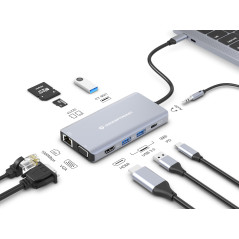 Conceptronic DONN20G Cablato USB 3.2 Gen 1 (3.1 Gen 1) Type-C Grigio