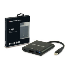 Conceptronic DONN01B replicatore di porte e docking station per laptop USB 3.2 Gen 1 (3.1 Gen 1) Type-C Nero