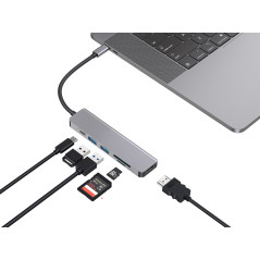 Conceptronic DONN02G replicatore di porte e docking station per laptop USB 3.2 Gen 1 (3.1 Gen 1) Type-C Alluminio