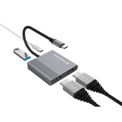 Conceptronic DONN13G replicatore di porte e docking station per laptop Cablato USB 3.2 Gen 1 (3.1 Gen 1) Type-C Grigio