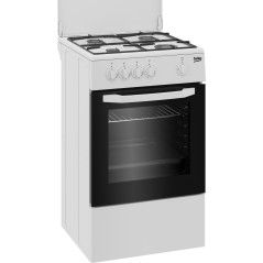 Beko Cucina CSG42009DW, (LxDxA) 50x50x85, Bianca, Forno a gas + grill, piano cottura a gas 4 zone, Coperchio in metallo