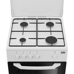 Beko Cucina CSG42009DW, (LxDxA) 50x50x85, Bianca, Forno a gas + grill, piano cottura a gas 4 zone, Coperchio in metallo