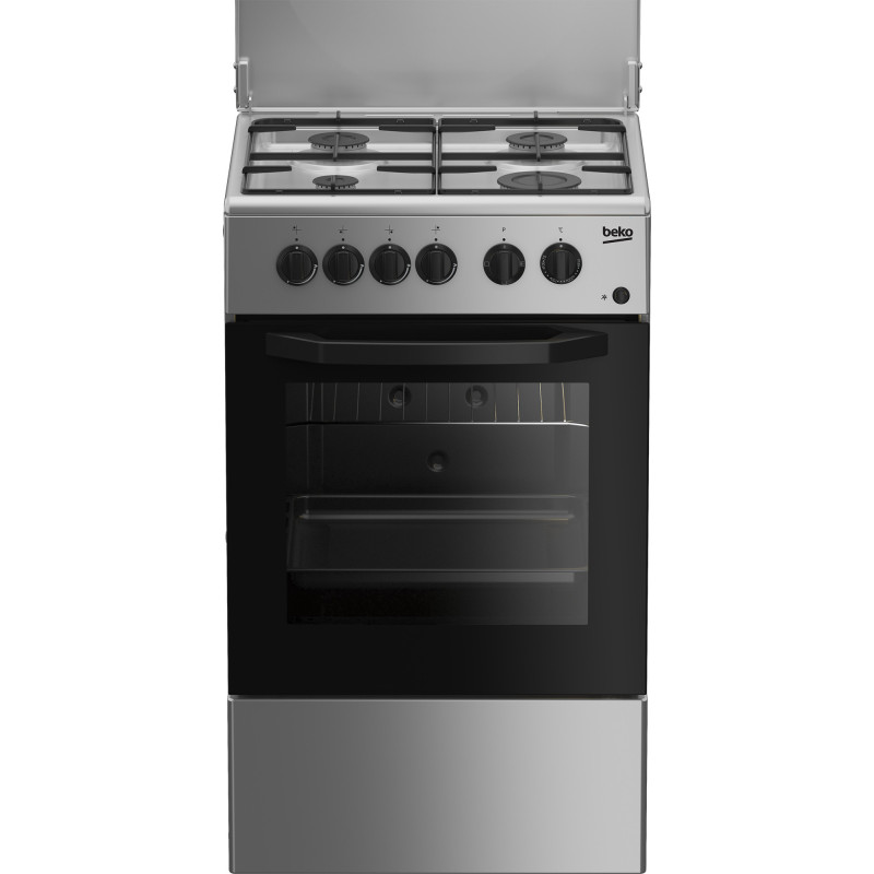 Beko CSS42014FS cucina A Elettrico Gas Nero, Argento