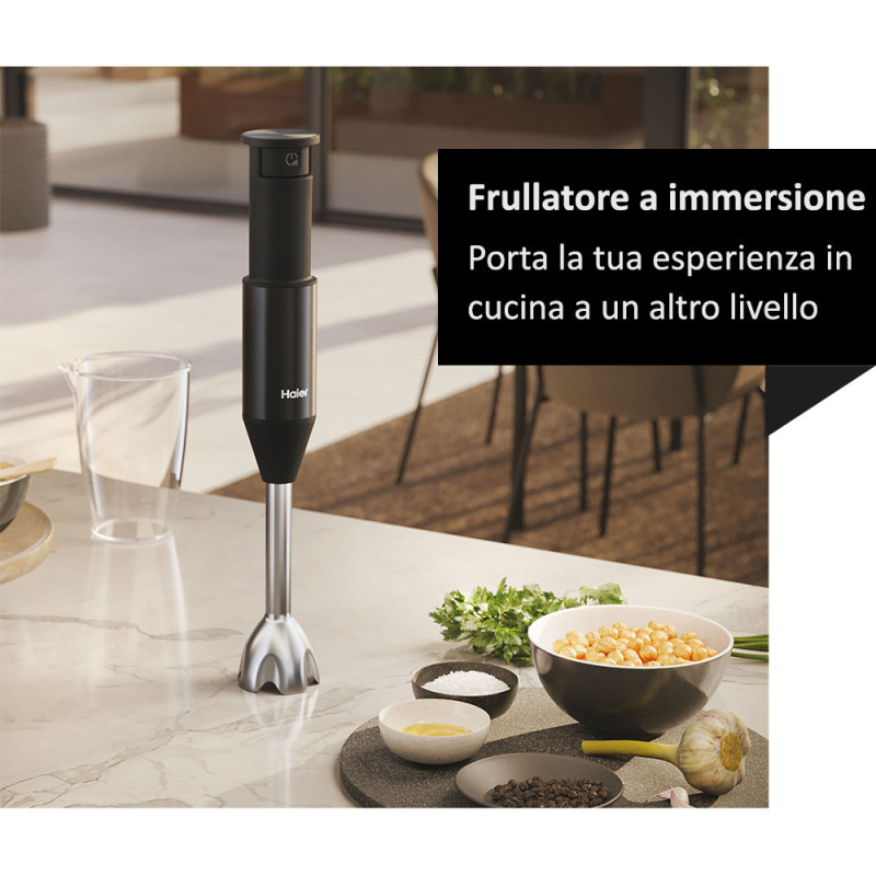 Haier Frullatore a immersione I-Master Serie 5 Nero, 3 lame in acciaio inox, becher 0,9 L, Accessoriato