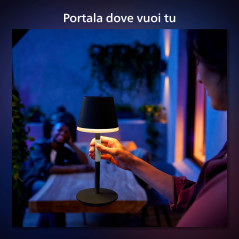 Philips Hue White and Color ambiance Go Lampada Smart da Tavolo Ricaricabile Nera Wireless