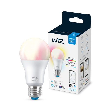 WiZ Lampadina Smart Dimmerabile Luce Bianca o Colorata Attacco E27 60W Goccia