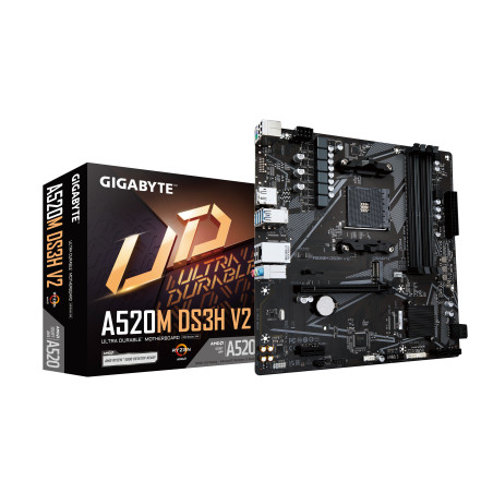 GIGABYTE Scheda madre A520M DS3H V2 - Supporta CPU AMD Ryzen serie 5000 AM4, fino a 4733 MHz DDR4 (OC), PCIe 3.0 x16, LAN GbE,