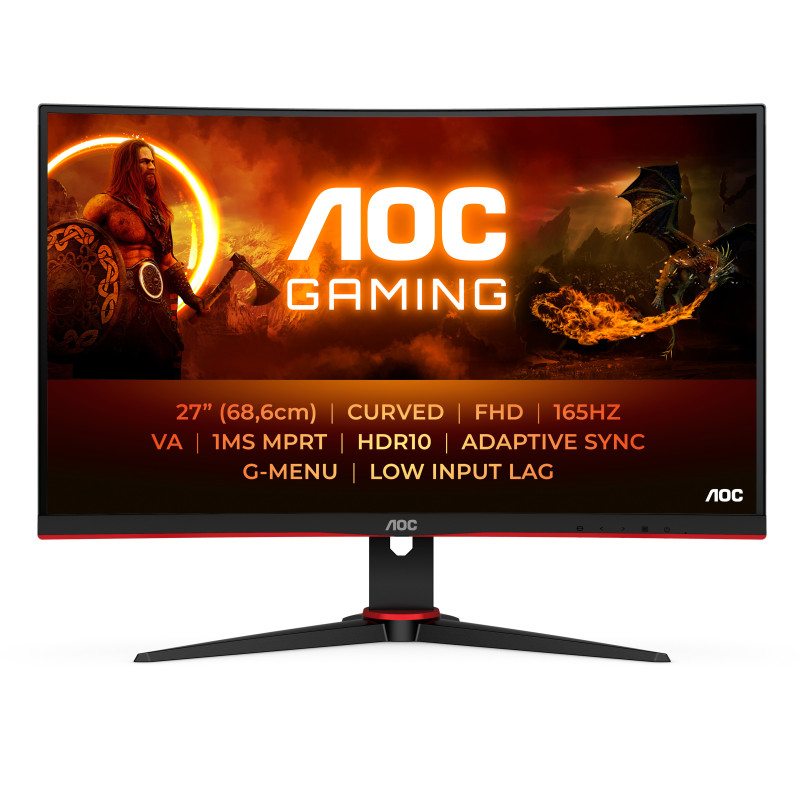 AOC G2 C27G2E/BK Monitor PC 68,6 cm (27") 1920 x 1080 Pixel Full HD Nero, Rosso