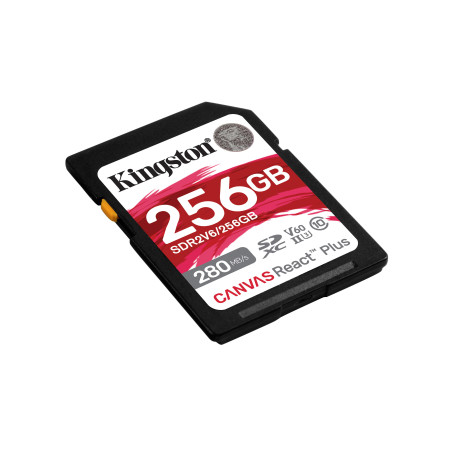 Kingston Technology 256GB Canvas React Plus SDXC UHS-II 280R/150W U3 V60 for Full HD/4K