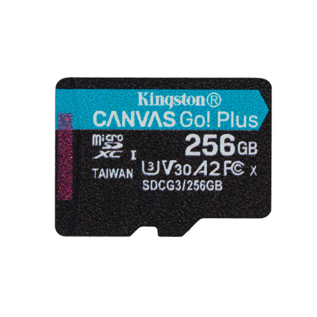 Kingston Technology Scheda microSDXC Canvas Go Plus 170R A2 U3 V30 da 256GB confezione singola senza adattatore