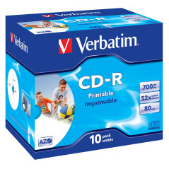 Verbatim CD-R AZO Wide Inkjet Printable 700 MB 52x 10 pz