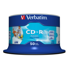 Verbatim CD-R AZO Wide Inkjet Printable no ID 700 MB 52x 50 pz