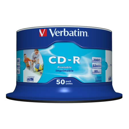 Verbatim CD-R AZO Wide Inkjet Printable no ID 700 MB 52x 50 pz