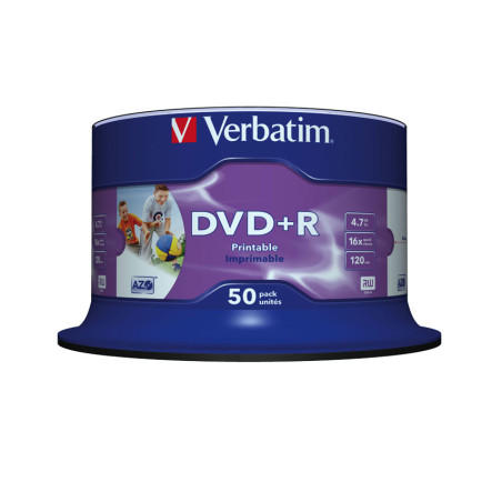 Verbatim DVD+R Wide Inkjet Printable No ID Brand 4,7 GB 50 pz