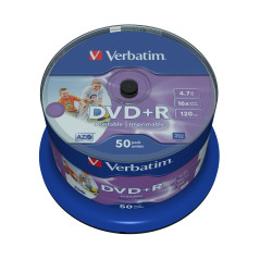 Verbatim DVD+R Wide Inkjet Printable No ID Brand 4,7 GB 50 pz