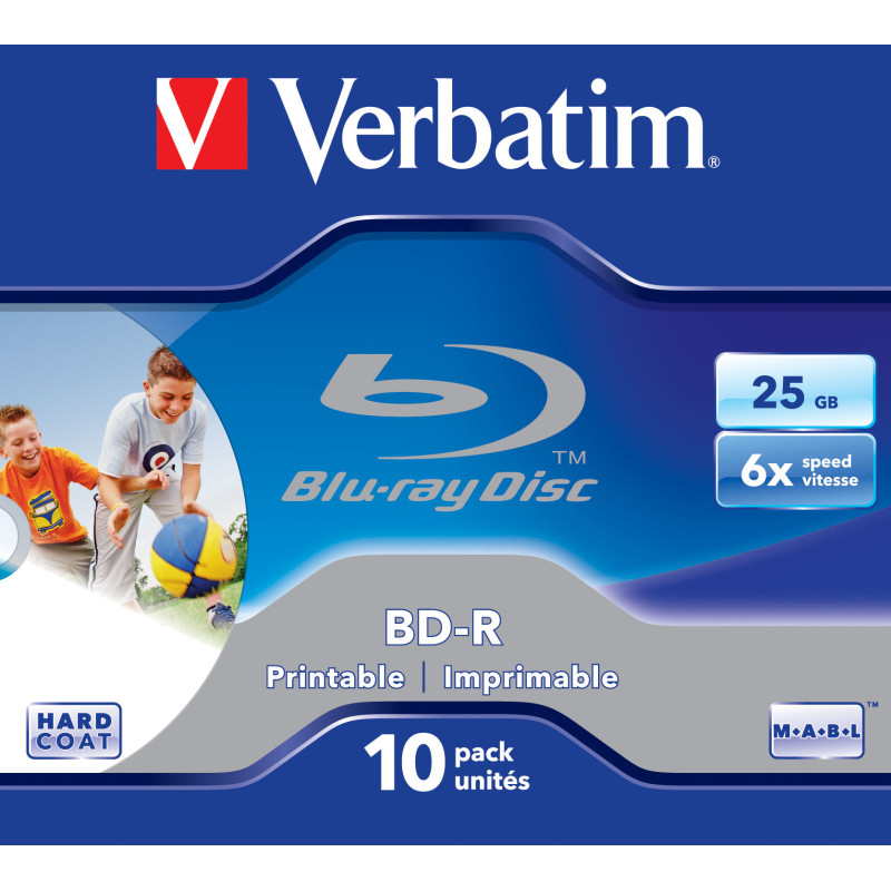 Verbatim BD-R SL 25GB 6x Printable 10 Pack Jewel Case 10 pz