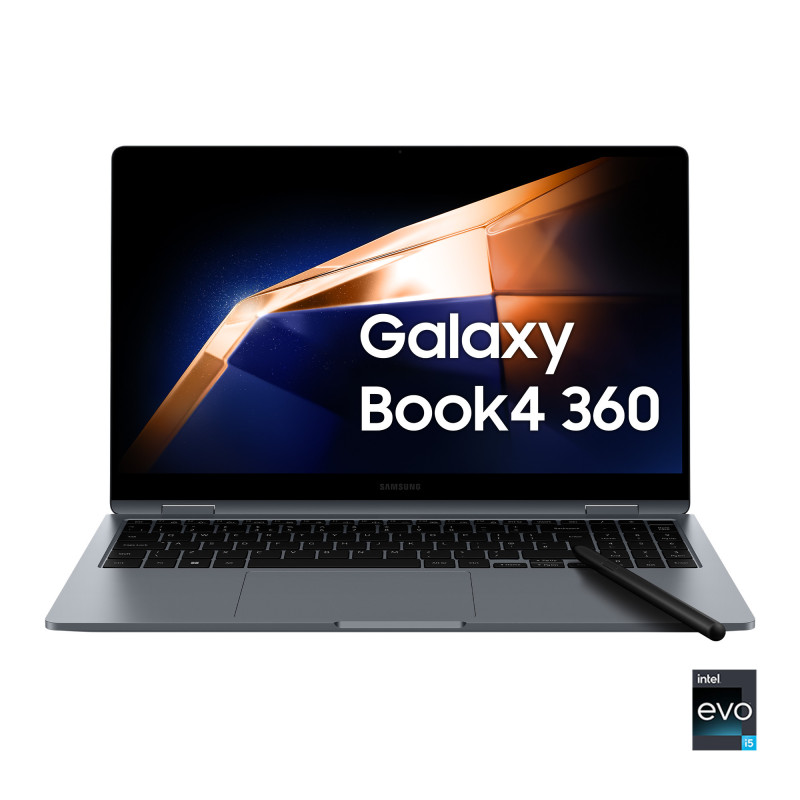 Samsung Galaxy Book4 360 Laptop, Intel® Core™ 5 120U, 16GB RAM, 512GB SSD, 15.6" Super AMOLED, Windows 11 Home, Moonstone Gray