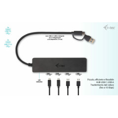 i-tec Metal USB-A USB-C HUB 2x USB 3.0 + 2x USB-C (10 Gbps)