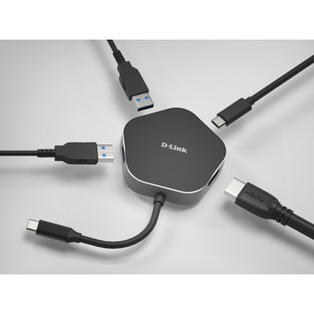 D-Link DUB-M420 replicatore di porte e docking station per laptop Cablato Thunderbolt 3 Alluminio, Nero