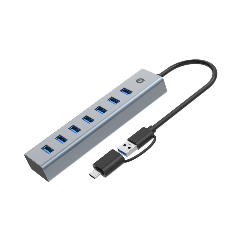 Conceptronic HUBBIES21G hub di interfaccia USB 3.2 Gen 1 (3.1 Gen 1) Type-A 5000 Mbit/s Grigio