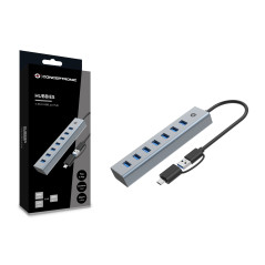 Conceptronic HUBBIES21G hub di interfaccia USB 3.2 Gen 1 (3.1 Gen 1) Type-A 5000 Mbit s Grigio