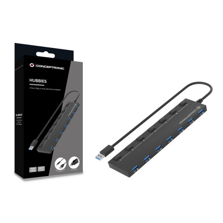 Conceptronic HUBBIES19BP hub di interfaccia USB 3.2 Gen 1 (3.1 Gen 1) Type-A 5000 Mbit/s Nero