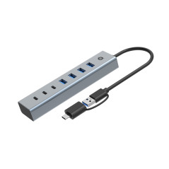 Conceptronic HUBBIES20GP hub di interfaccia USB 3.2 Gen 1 (3.1 Gen 1) Type-C 5000 Mbit s Grigio