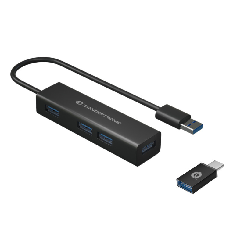 Conceptronic HUBBIES06B hub di interfaccia USB 3.2 Gen 1 (3.1 Gen 1) Type-A 5000 Mbit/s Nero