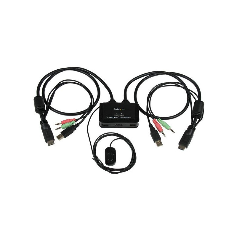 StarTech.com Switch KVM cavo HDMI USB 2 porte con audio e switch remoto – Alimentazione USB