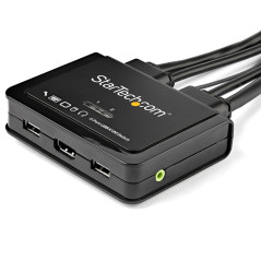 StarTech.com Switch KVM HDMI a 2 porte 4K 60Hz - Switch KVM compatto a doppia porta UHD Ultra HD USB con cavi da 4 piedi