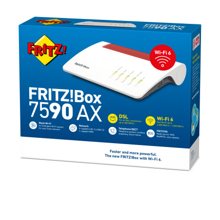 FRITZ!Box 7590 AX router wireless Gigabit Ethernet Dual-band (2.4 GHz/5 GHz) Bianco