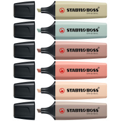 STABILO BOSS NatureColors evidenziatore 6 pz Punta smussata Nero, Bronzo, Marrone, Verde, Grigio, Verde chiaro