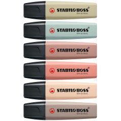 STABILO BOSS NatureColors evidenziatore 6 pz Punta smussata Nero, Bronzo, Marrone, Verde, Grigio, Verde chiaro