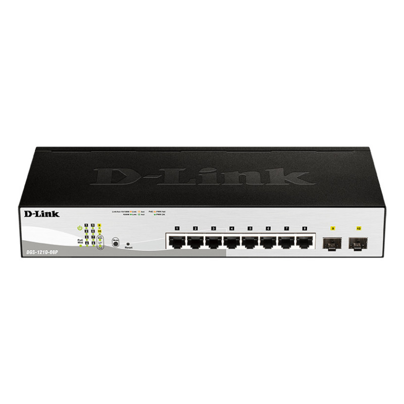 D-Link DGS-1210-08P Gestito L2 Gigabit Ethernet (10/100/1000) Supporto Power over Ethernet (PoE) Nero